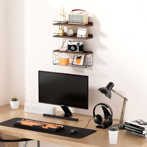 Floating Shelf Wall Decor Set of 3 Brown
