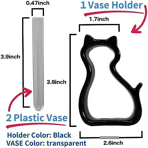 Cat Shape Black Vase for Flowers and Dried Flowers - Made in Japan