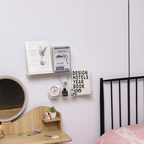Cq Acrylic Clear Floating Shelves Set of 6 for Display Storage