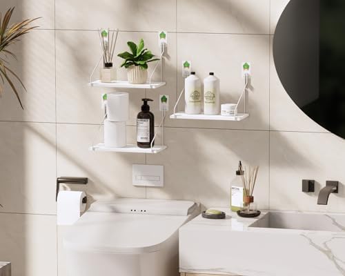 3 Piece Rustic Wood Floating Shelves White Set