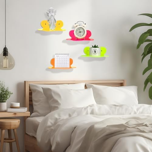 Soaoo 4 Pack Colorful Acrylic Floating Shelves