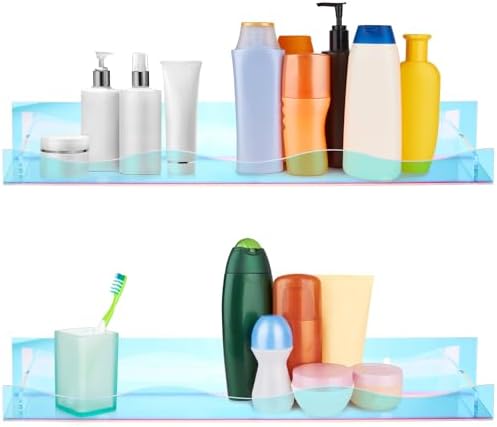 Hiceeden 4 Pack 15 Inch Iridescent Acrylic Floating Shelves