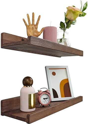 Wood Wedge Floating Shelves 16 Inch Set of 2