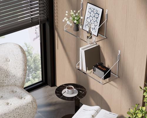 Clear Acrylic Floating Shelves No Drilling Needed Set of 2