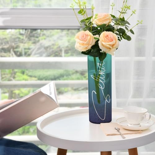 Custom Dark Teal Blue Gradient Vase for Centerpieces