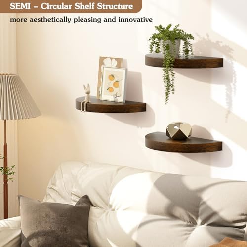 Olakee Floating Shelves Set of 3 154 Carbonized Black Rustic Wood Wall Mounts