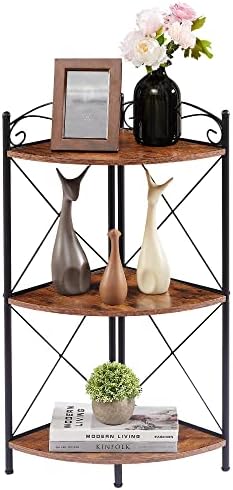 VECELO Corner Table with Storage Shelves