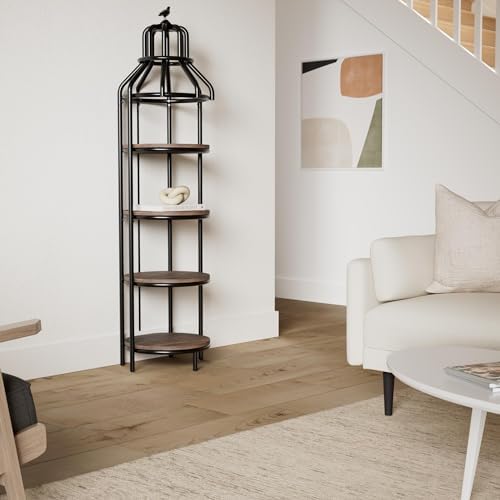 Tribesigns 4-Tier Corner Bookshelf Rustic Brown