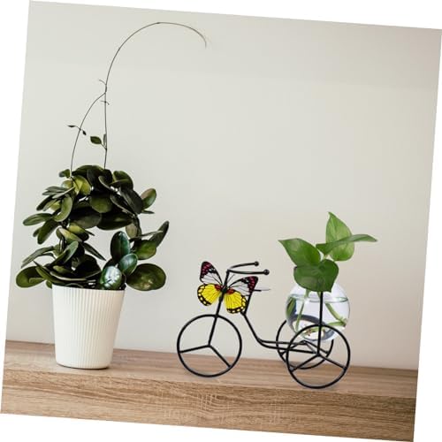 Modern Decorative Pedicab Glass Vase Wrought Iron Holder