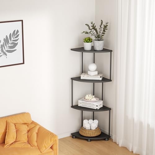 Haomsj 4 Tier Metal Corner Shelf Stand 41 Black