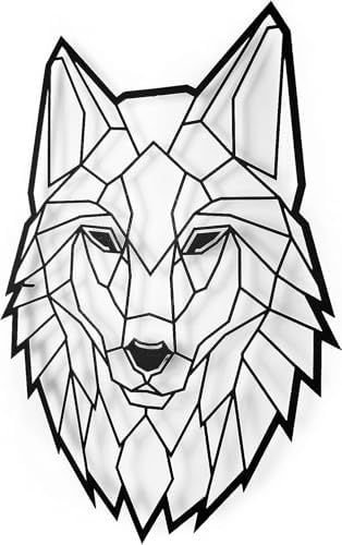 Metal Floating Wall Sculpture with Shades Steel Wolf 43x31cm