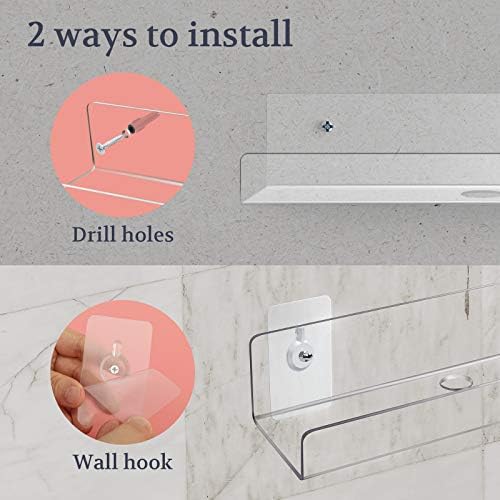 Mocoosy 2 Pack Clear Acrylic Floating Shelf 10 Inches