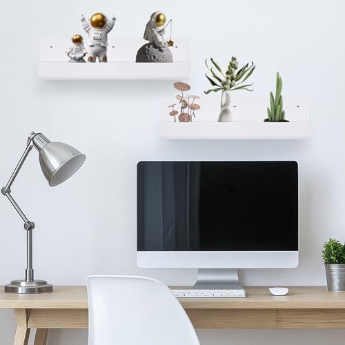 4PCS White Floating Shelves for Wall Decor