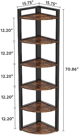 Little Tree 6-Tier Corner Shelf Industrial Bookshelf