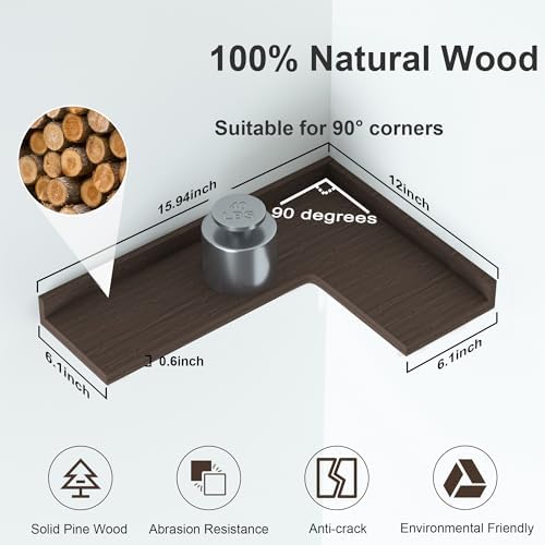 4 Tier Corner Floating Shelves Set of 4 Dark Brown