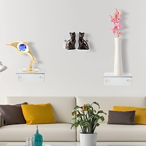 Juexica Small Acrylic Floating Wall Shelves for Home Decor