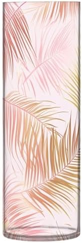 Tropical Palm Tree Peach and Gold Leaves Candle Holder Modern Vase