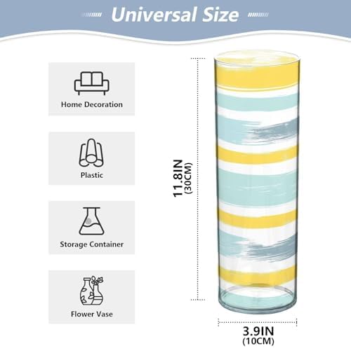 Gray Blue and Pale Yellow Stripe Plastic Flower Vase 118 x 39 Inch