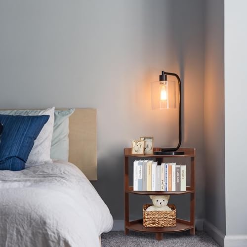 3 Tier Bamboo Corner Bookshelf with Storage