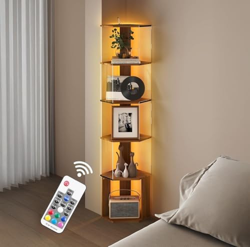 6 Tier Corner Shelf with Dimmable LED Light
