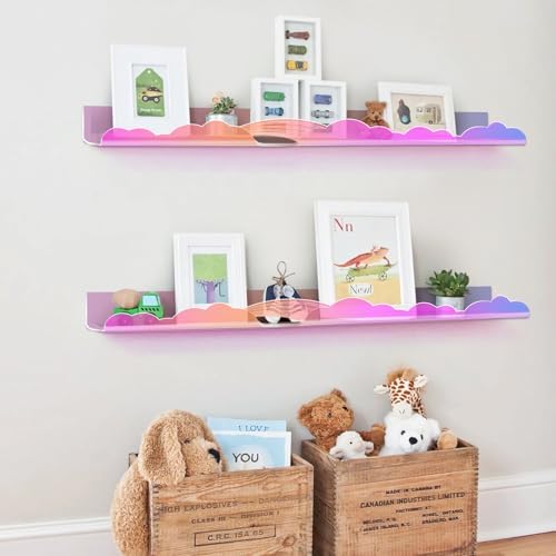 Rainbow Glitter Floating Shelves 2 Pack for Home Decor