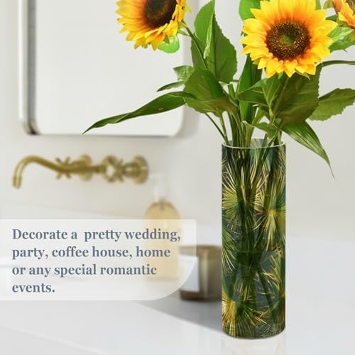 Green Tropical Leaves Plastic Flower Vase 118 x 39 Inch