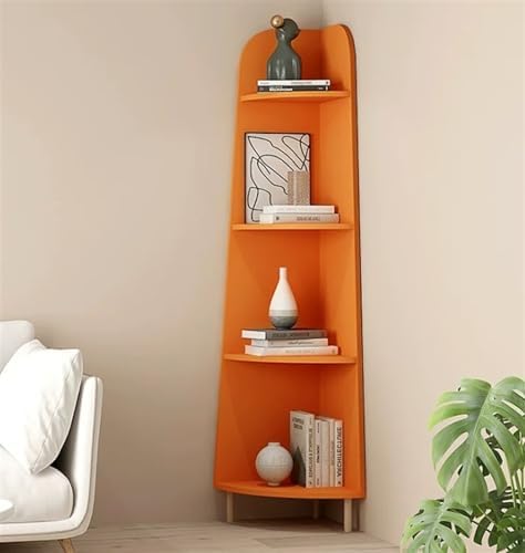 Modern 4 Tier Corner Shelf Stand in Orange