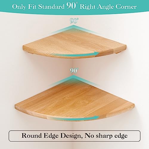 Natural Wood Corner Shelf 14 Inches Floating Display