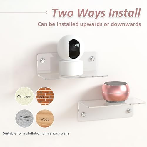 8 Inch Clear Acrylic Floating Wall Shelf 2 Pack Space Saving Organizer