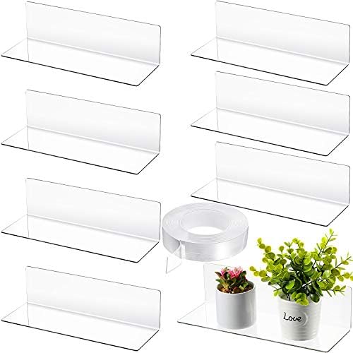 Jetec 8 Piece Acrylic Floating Shelves Clear