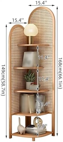5 Tier Rattan Corner Shelf for Living Room