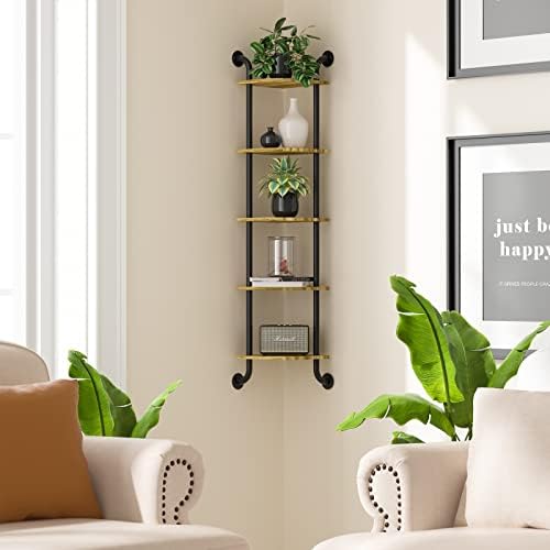 Tinpin 5-Tier Wall Corner Shelf Bookshelf Rustic
