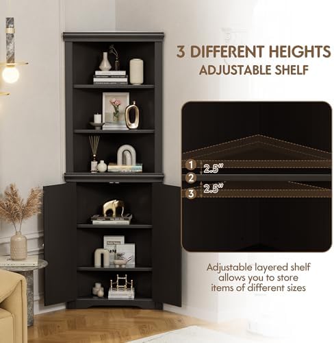 Flamaker Corner Cabinet with 2 Doors and 3 Shelves
