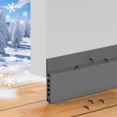 Door Draft Stopper with Adjustable Silicone Seal 39 Inch Grey