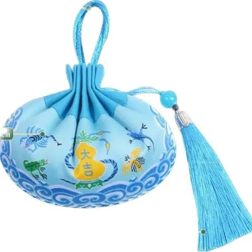 Wormwood Sachet Bag Tied Blessing Pendant Tassel Hanfu Palace Woven Embroidery Blue