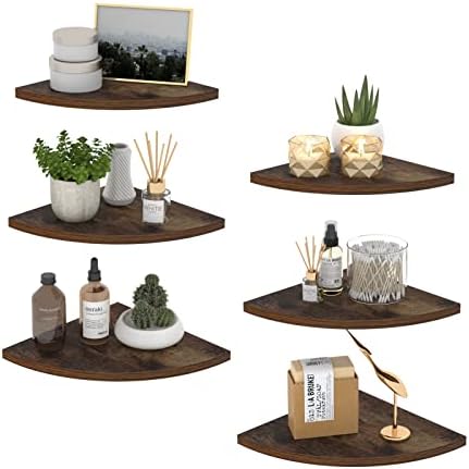 HORLIMER 6 Pack Floating Corner Shelves