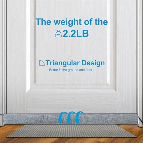 QUOLIX Triangle Draft Stopper 32 Inch Noise Blocker Gray Cotton Polyester