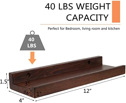 Recogwood 12 Inch Floating Shelves Set of 2 Rustic Wood Design