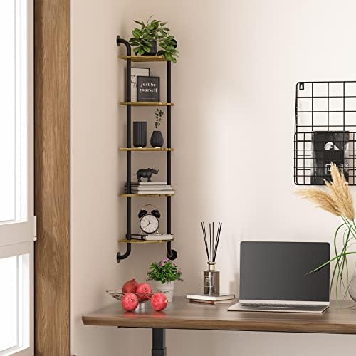 Tinpin 5-Tier Wall Corner Shelf Bookshelf Rustic