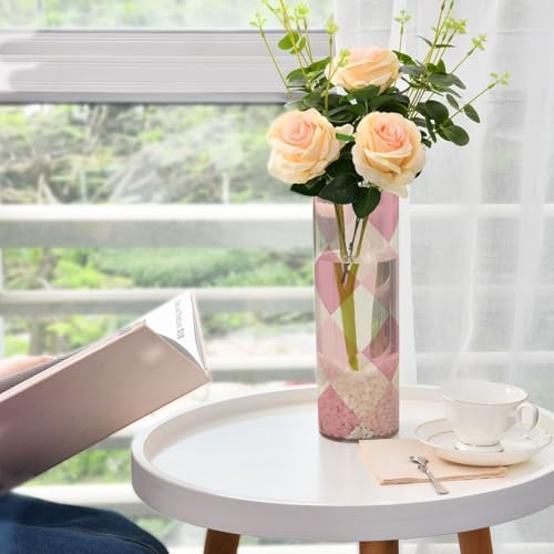 Blush and White Squares Plastic Hurricane Vase 118 x 39 Inch