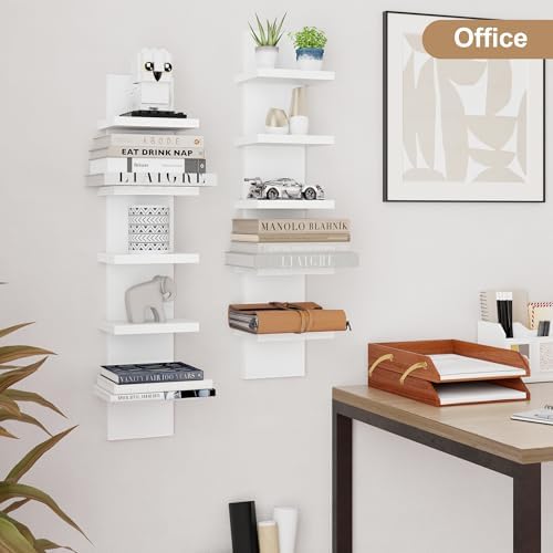 Modern White 2Pack 5 Tier Wall Shelf Unit