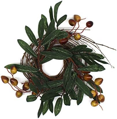 Rustic Country Artificial Olive Wreath 9 Inch