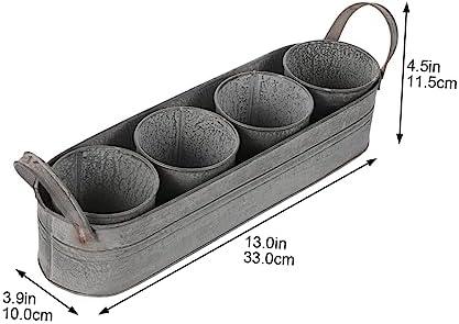4pcs Iron Flower Pots with Tray Dried Flower Buckets Decorative