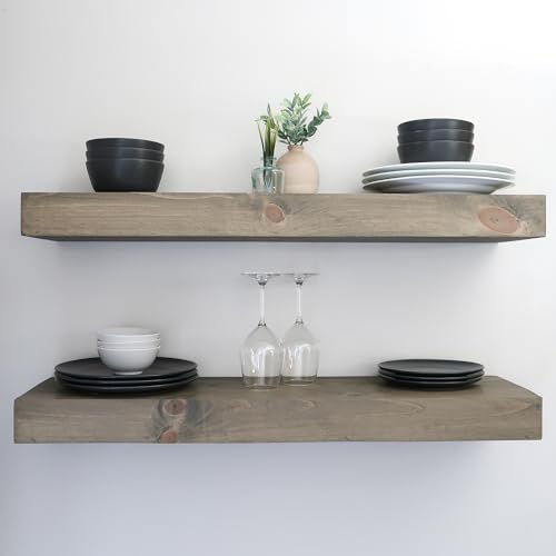 Modern Floating Shelves 3 Inches Thick Set of 2 1