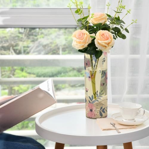 Light Pink Flower Retro Plastic Cylinder Vase 118 x 39 Inch