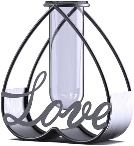Modern Metal Flower Vase with Clear Glass Frame