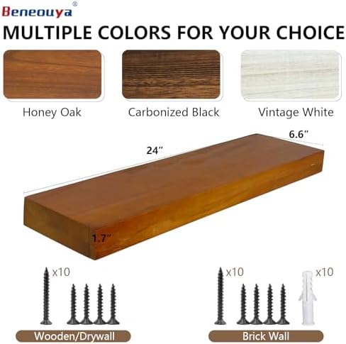 24 Inch Floating Shelves Set of 2 Honey Oak