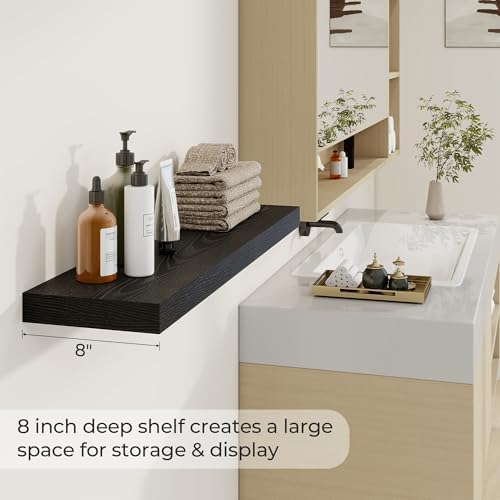 36 Inch Floating Shelves Set of 2 with Invisible Brackets Black