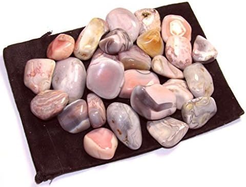 Tumbled Pink Botswana Agate Stones with Velvet Bag - 1 Inch Pieces 12 Pound