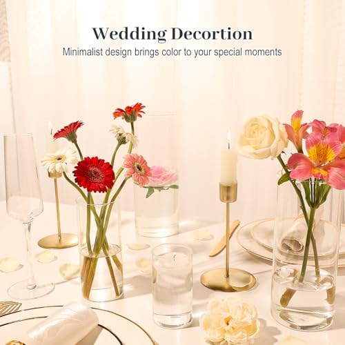 12 pcs Clear Cylinder Vases for Centerpieces